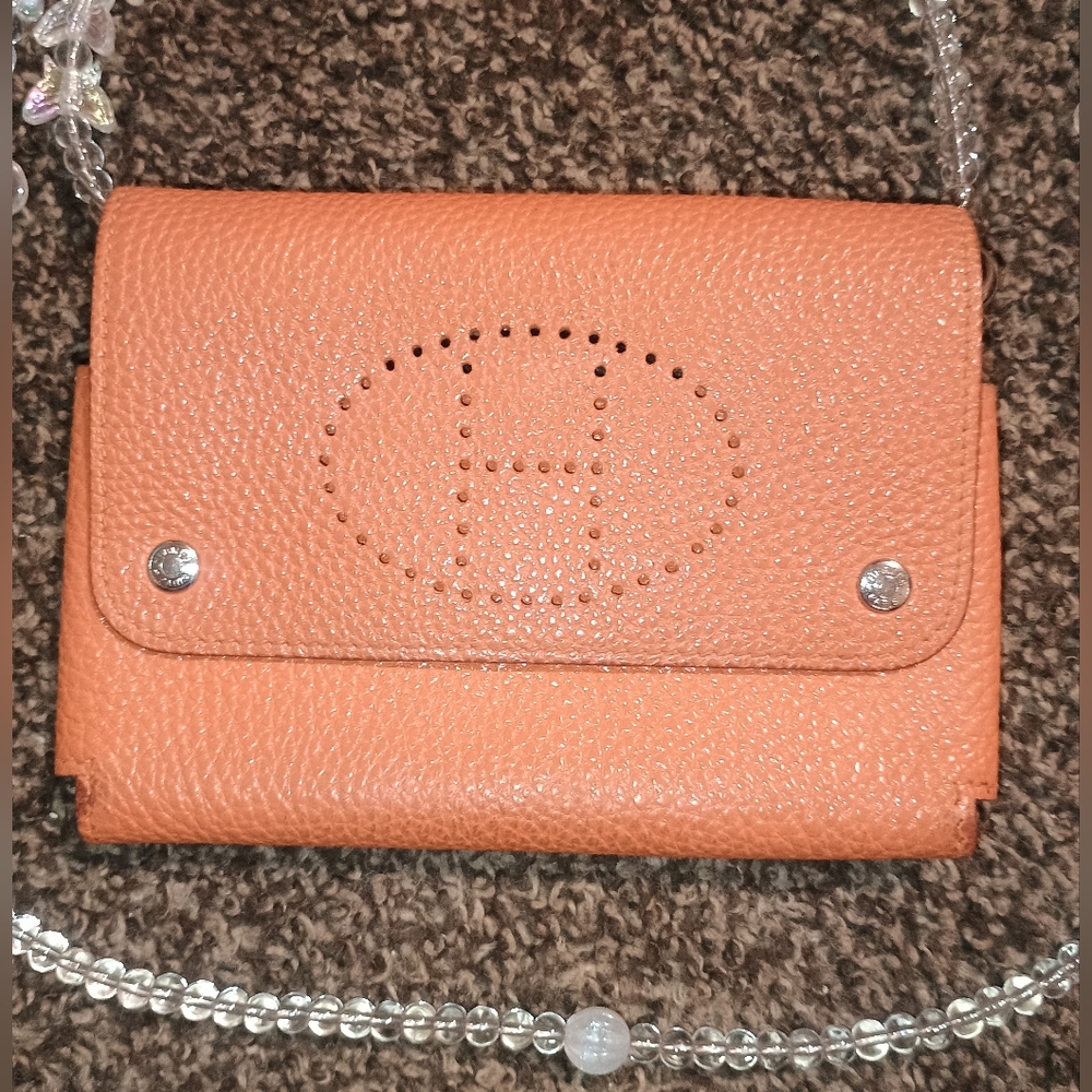 Hermes Leather Purse/Case W/Insert And UNBRANDED Chain.